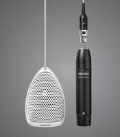 MINIATURE WHITE CONDENSER BOUNDARY MICROPHONE, CARDIOID, DETACHABLE PREAMP W/XLR, 12' ATTACHED CABLE